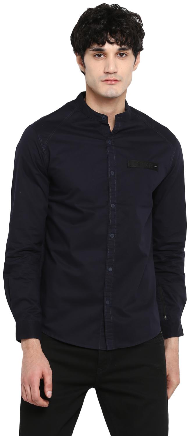

Spykar Men Blue Solid Slim Fit Casual Shirt
