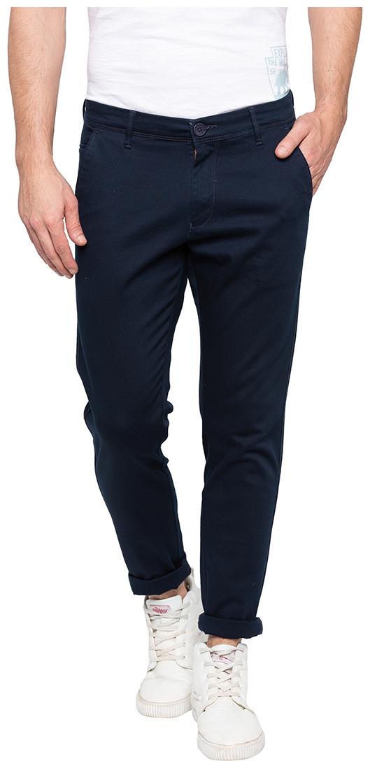 

Spykar Men Navy blue Solid Slim fit Chinos