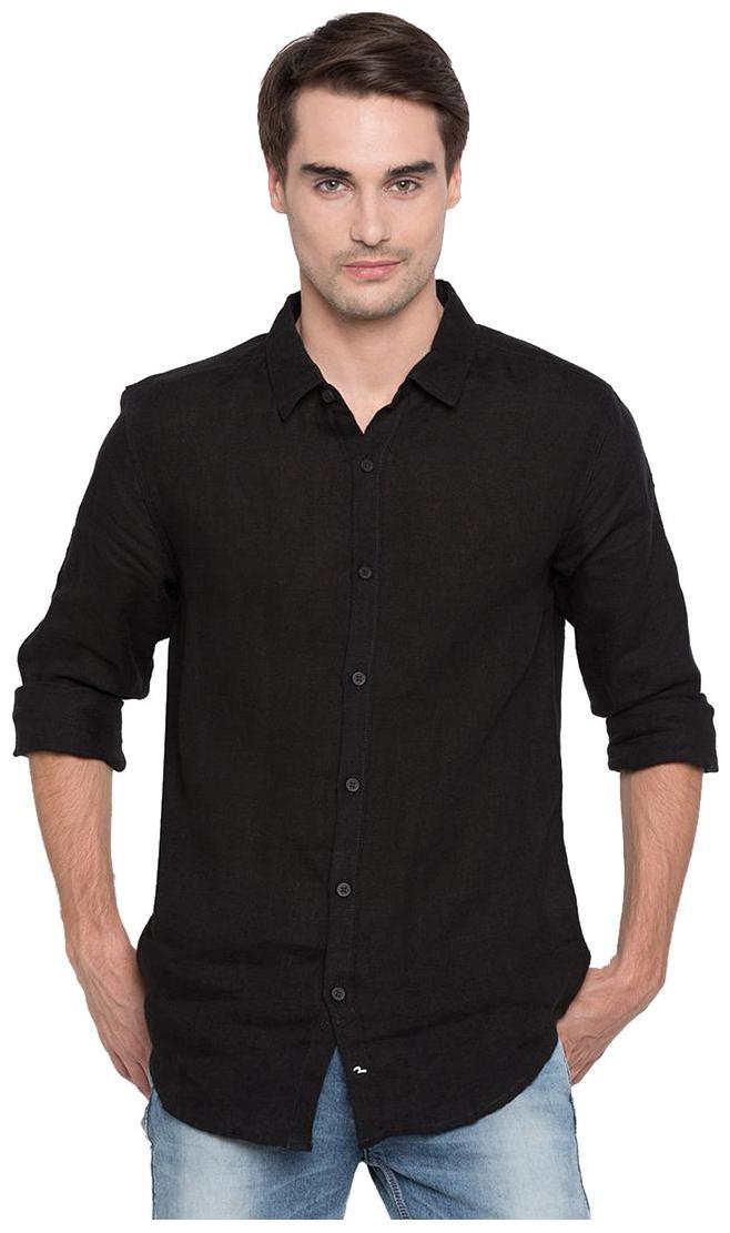

Spykar Men Black Solid Slim Fit Casual Shirt
