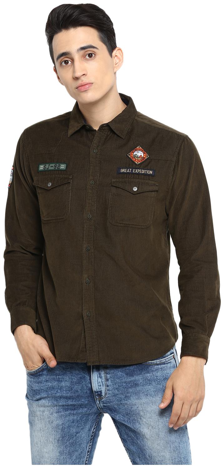 

Spykar Men Green Solid Slim Fit Casual Shirt