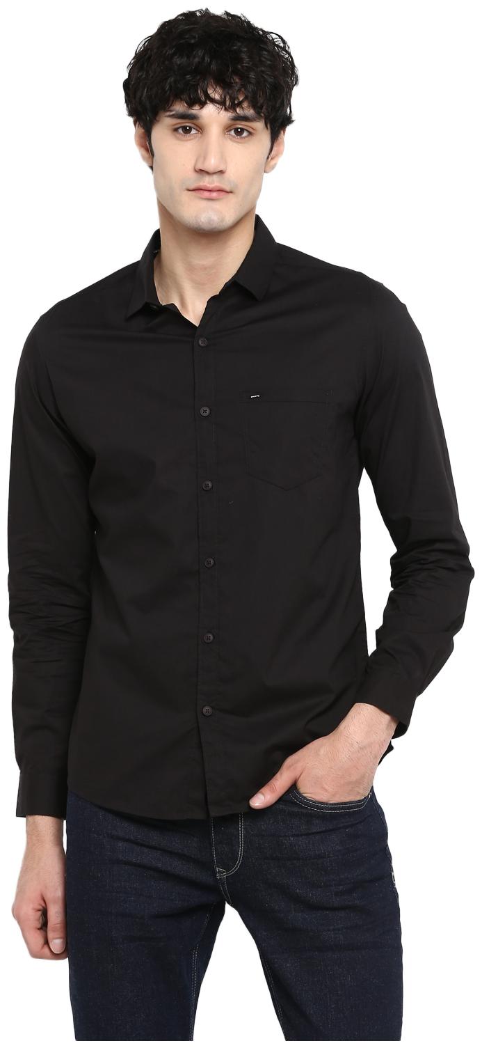 

Spykar Men Black Solid Slim Fit Casual Shirt