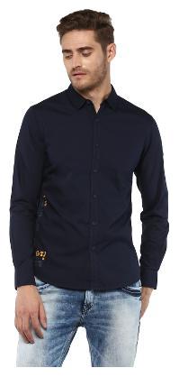 

Spykar Men Blue Solid Slim Fit Casual Shirt