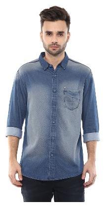 

Spykar Men Blue Faded Slim Fit Casual Shirt