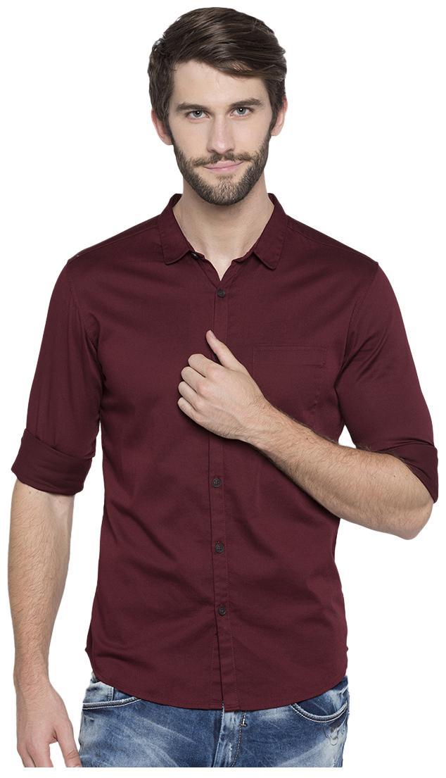 

Spykar Men Purple Solid Slim Fit Casual Shirt