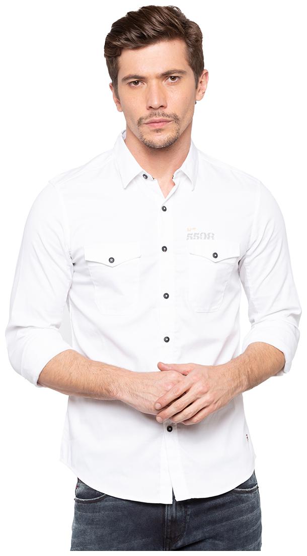 

Spykar Men White Solid Slim Fit Casual Shirt