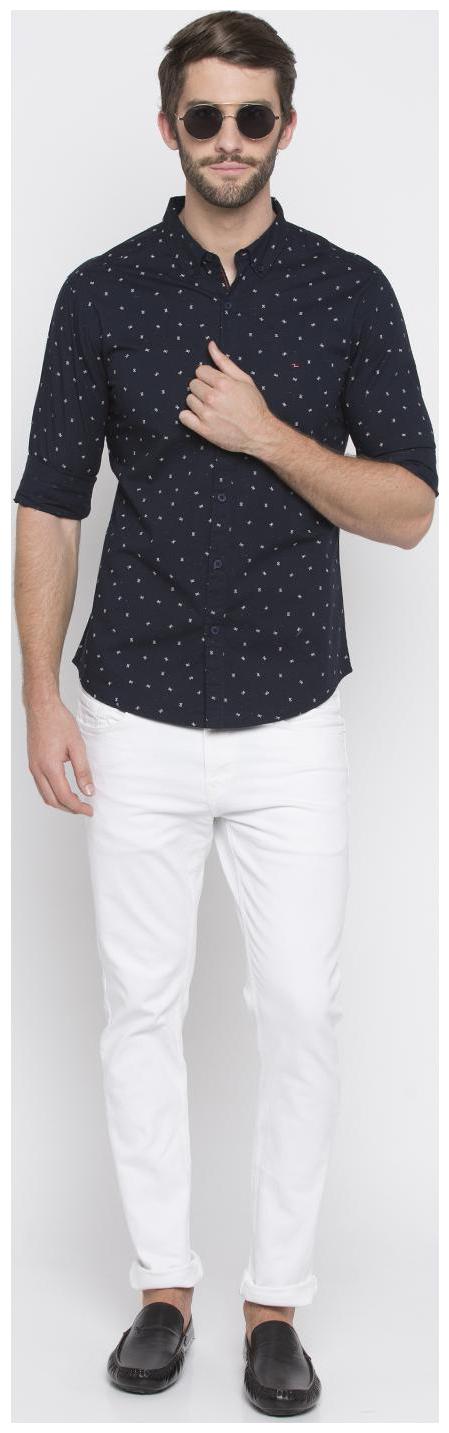 

Spykar Men Blue Polka Dots Slim Fit Casual Shirt