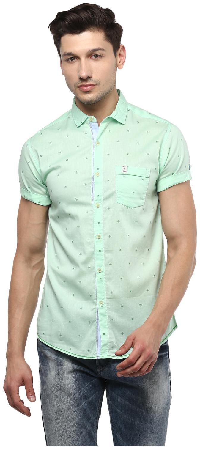 

Spykar Men Green Printed Slim Fit Casual Shirt