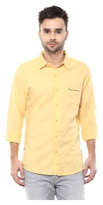 

Spykar Men Yellow Solid Slim Fit Casual Shirt