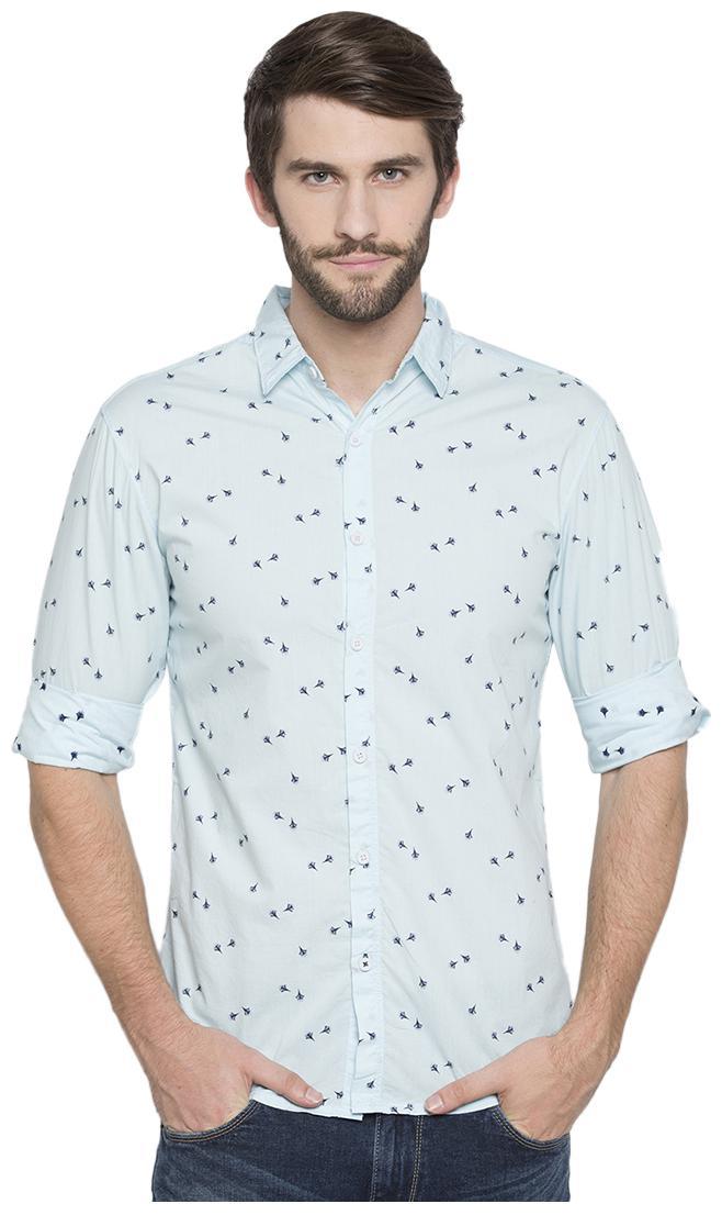 

Spykar Men Blue Printed Slim Fit Casual Shirt