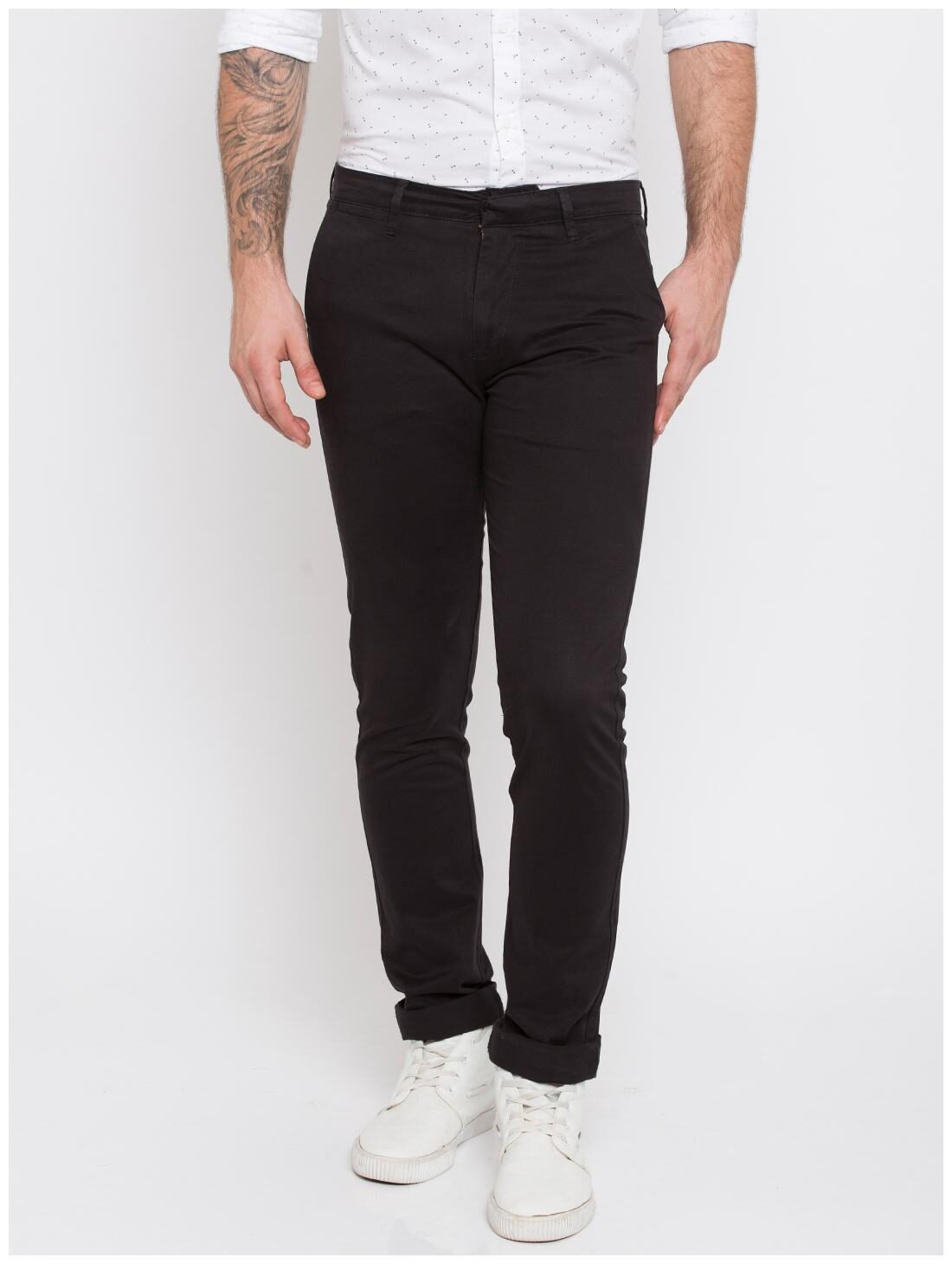 

Spykar Men Black Solid Slim fit Regular trousers