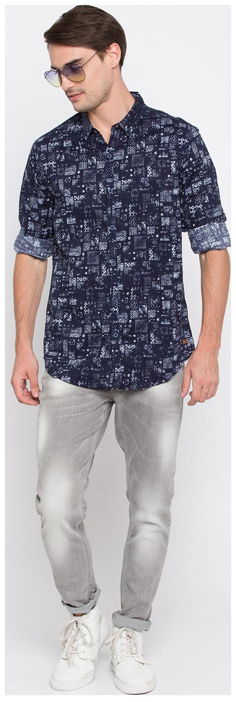 

Spykar Men Blue Abstract Slim Fit Casual Shirt