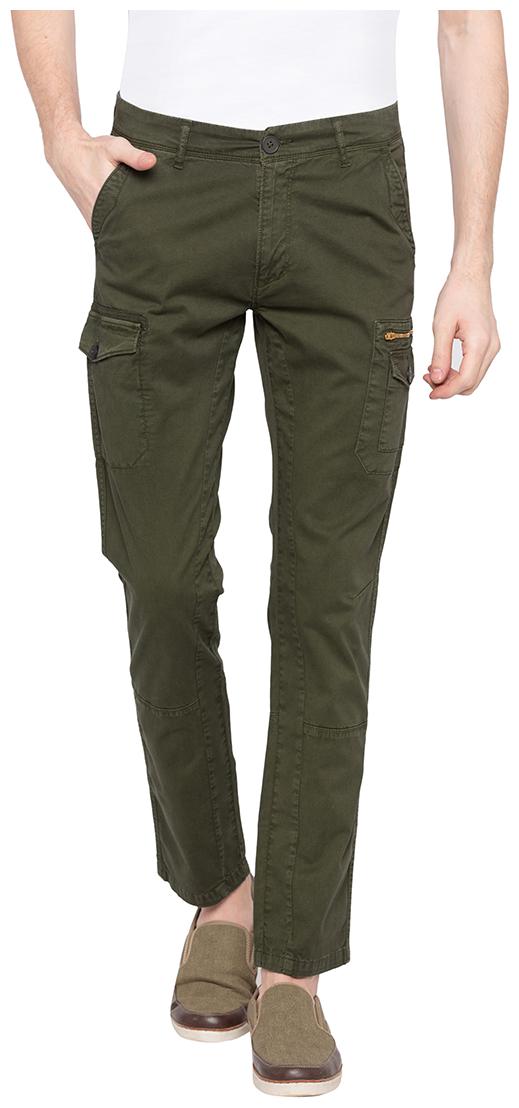 

Spykar Men Olive Solid Slim fit Cargos