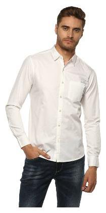 

Spykar Men White Solid Slim Fit Casual Shirt