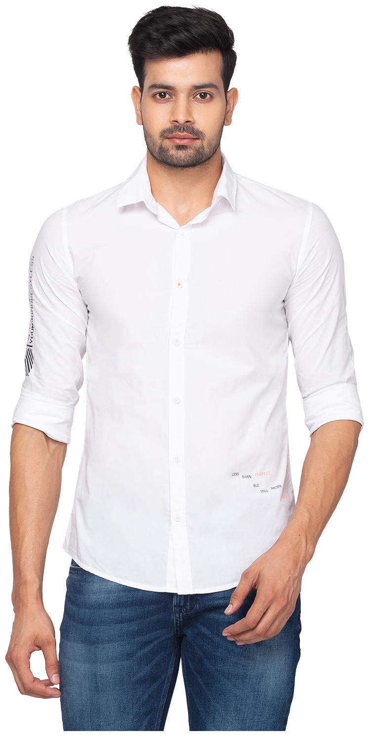 

Spykar Men White Solid Slim Fit Casual Shirt