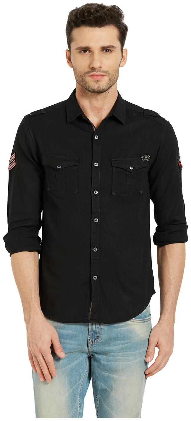 

Spykar Men Black Solid Slim Fit Casual Shirt