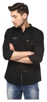 

Spykar Men Black Solid Slim Fit Casual Shirt