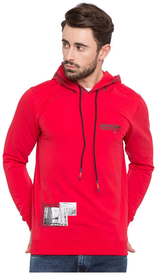 

Spykar Men Red Hooded Hoodie