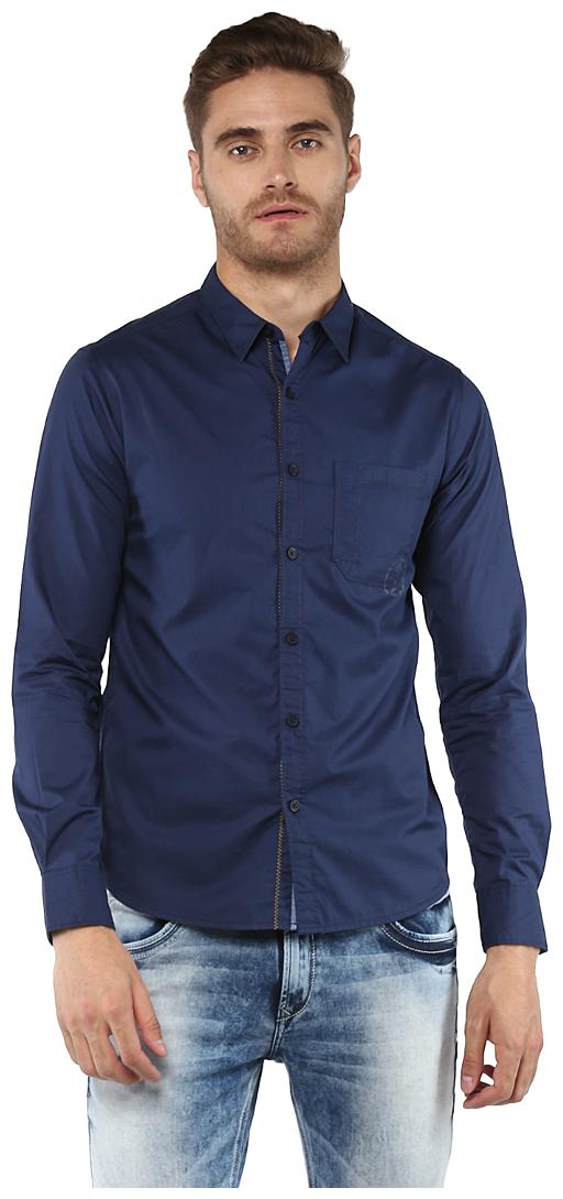 

Spykar Men Blue Solid Slim Fit Casual Shirt