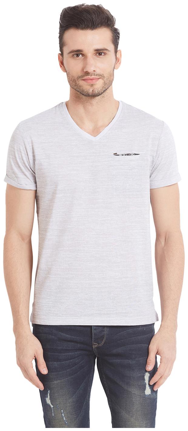 

Spykar Men White Slim fit Cotton V neck T-Shirt - Pack Of 1