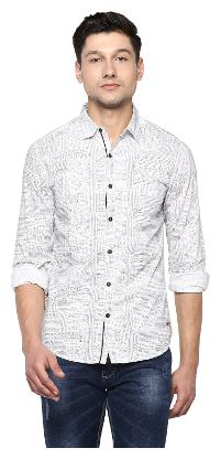 

Spykar Men White Printed Slim Fit Casual Shirt