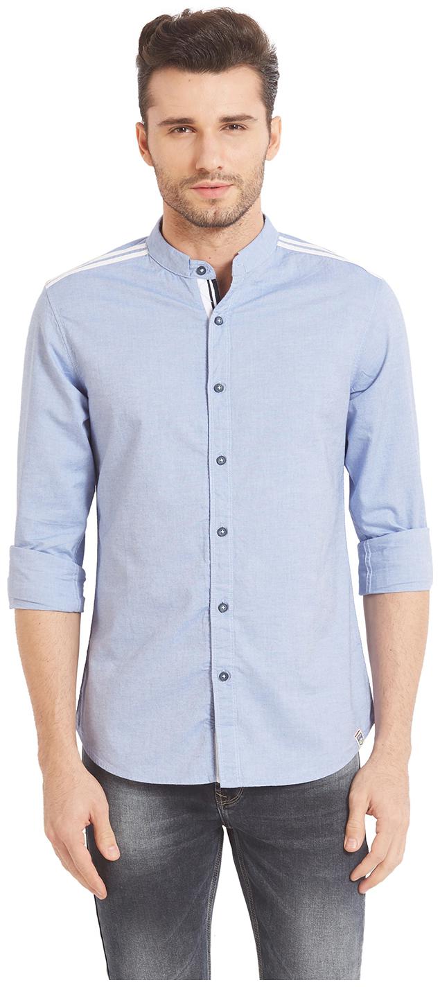 

Spykar Men Blue Solid Slim Fit Casual Shirt