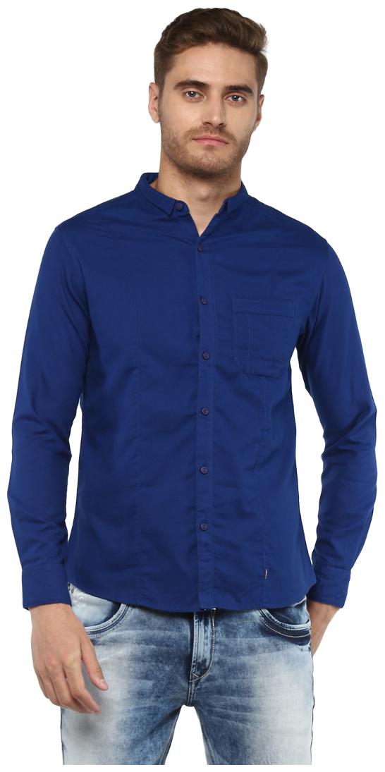 

Spykar Men Blue Solid Slim Fit Casual Shirt