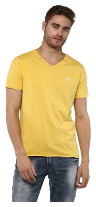 

Spykar Men Yellow Slim fit Cotton V neck T-Shirt - Pack Of 1