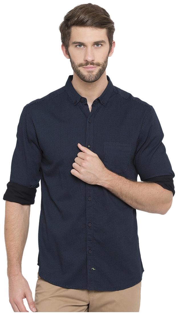 

Spykar Men Blue Printed Slim Fit Casual Shirt