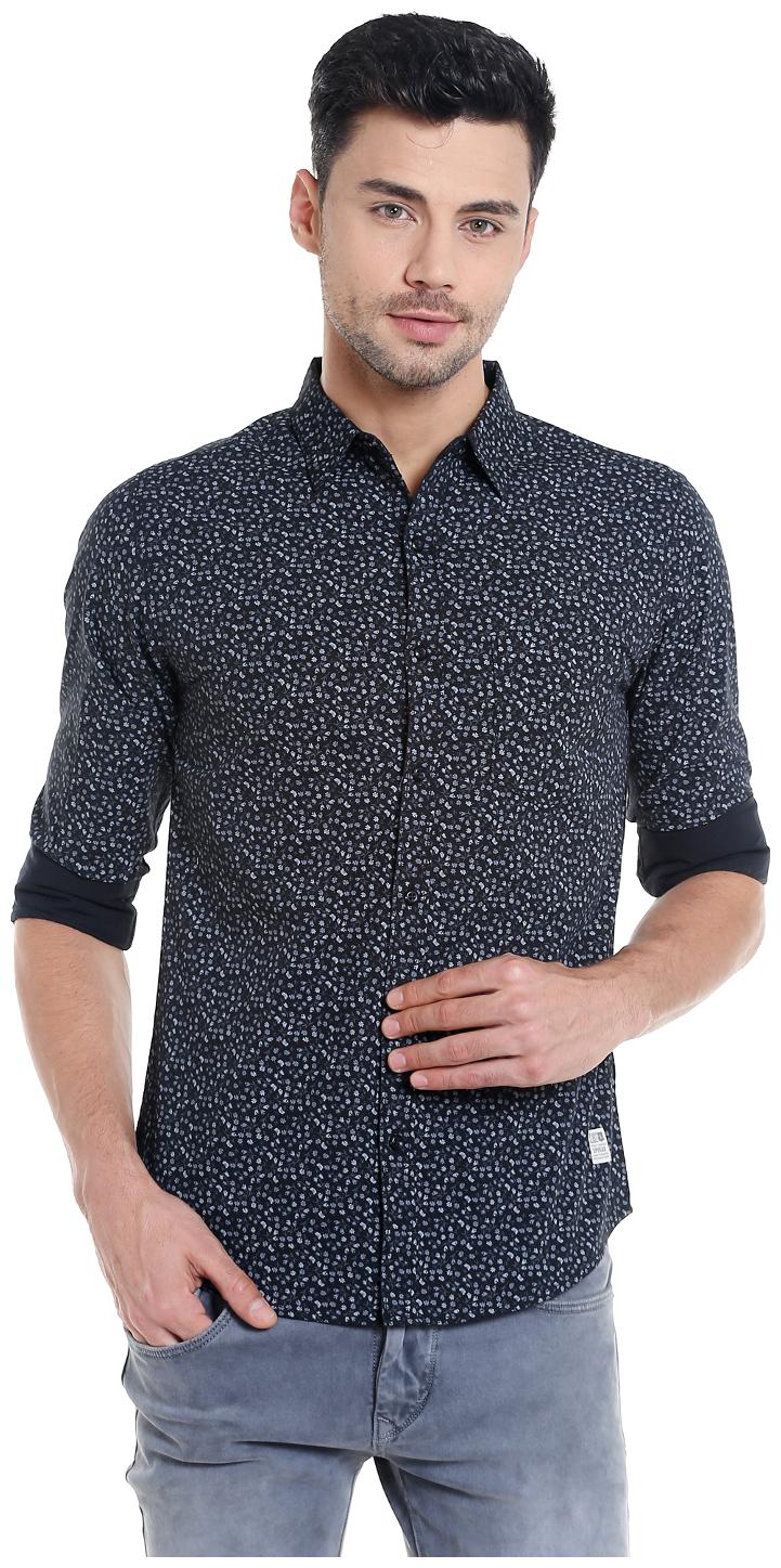 

Spykar Men Blue Printed Slim Fit Casual Shirt