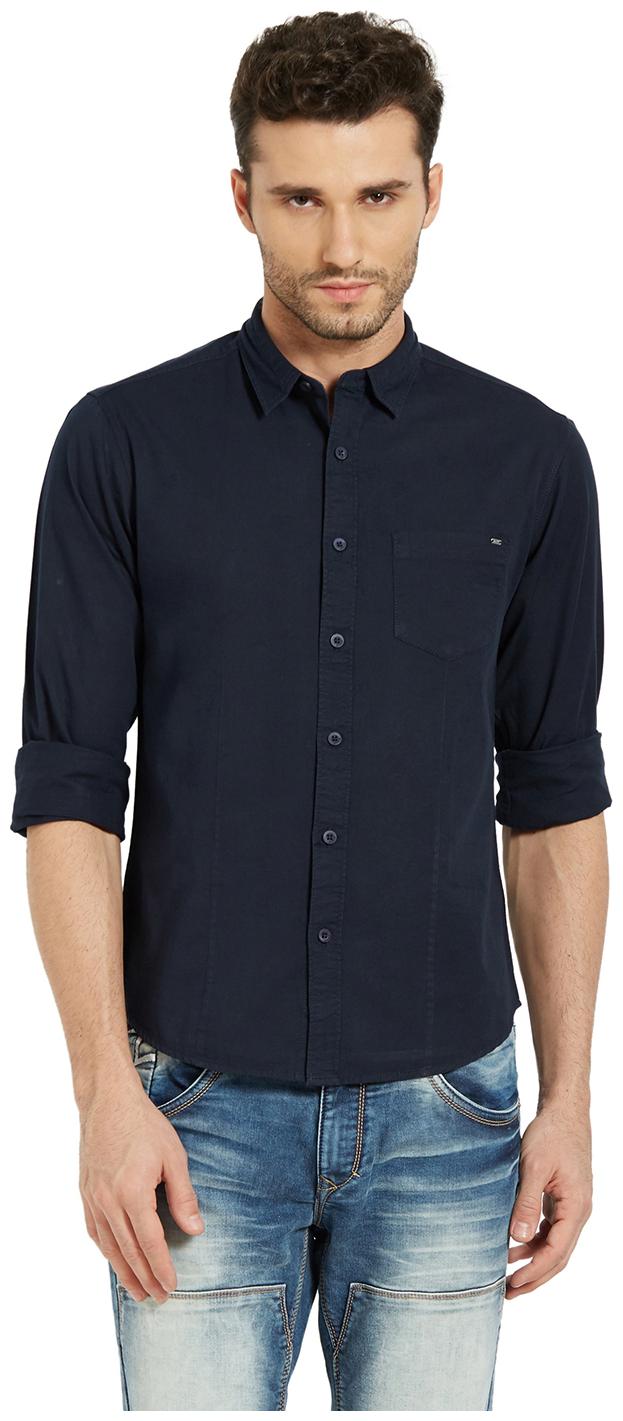 

Spykar Men Blue Solid Slim Fit Casual Shirt