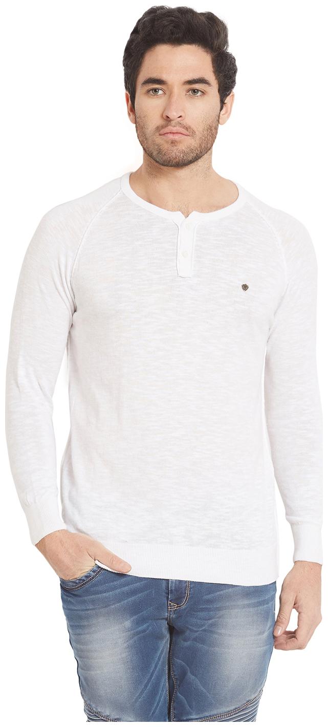 

Spykar Men White Slim fit Cotton Henley neck T-Shirt - Pack Of 1