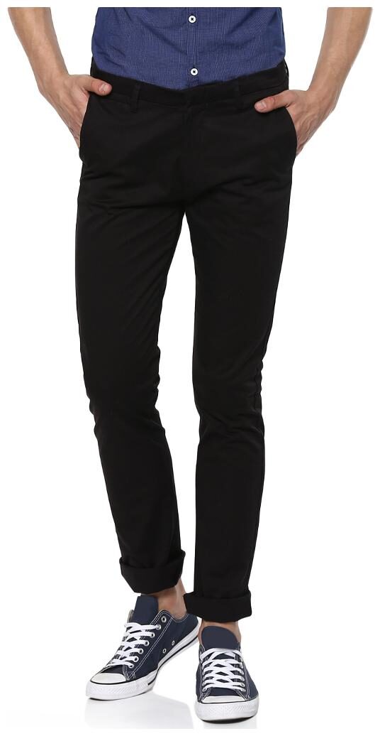 

Spykar Men Black Solid Slim fit Regular trousers