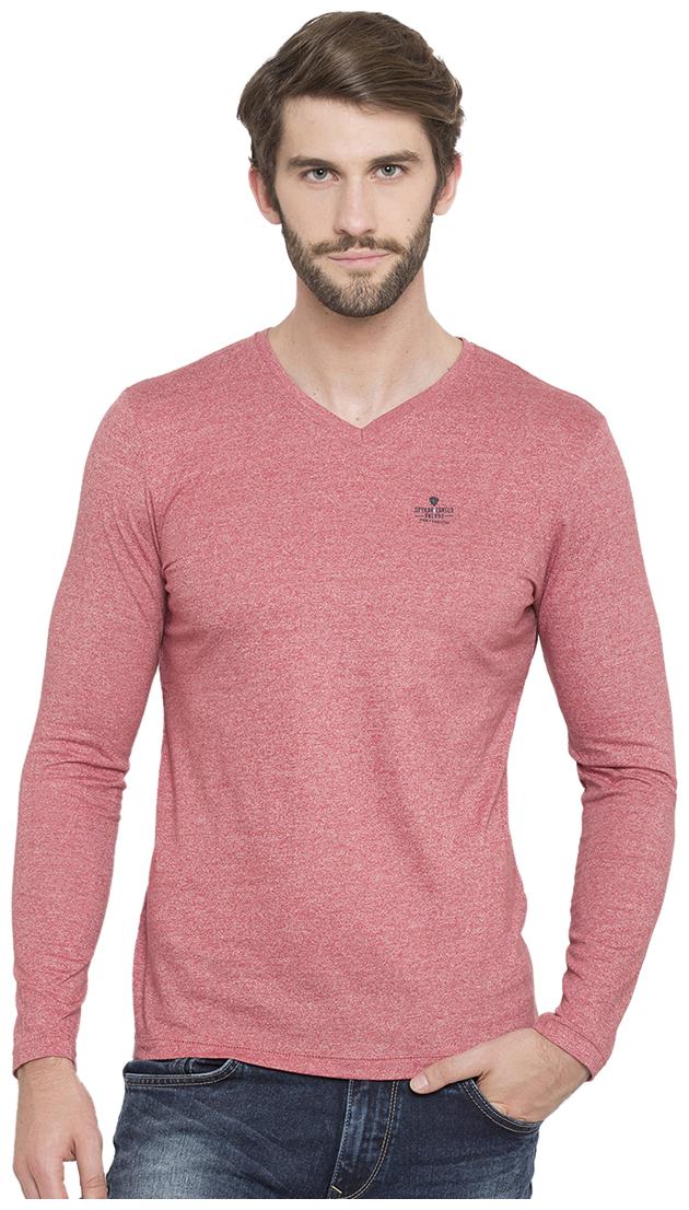 

Spykar Men Pink Slim fit Cotton Blend V neck T-Shirt - Pack Of 1
