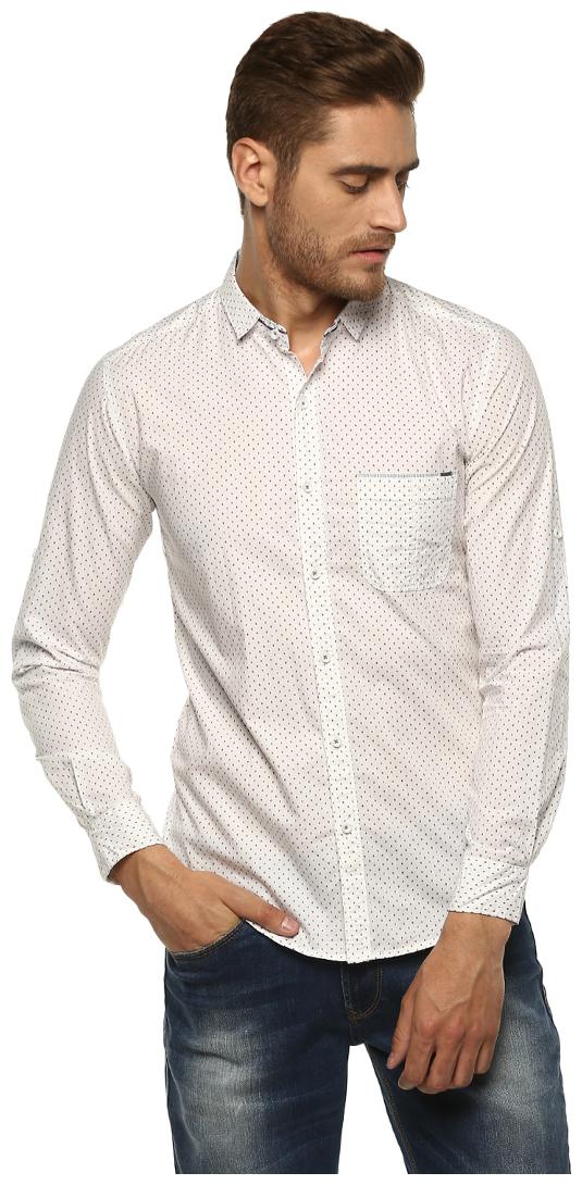 

Spykar Men White Printed Slim Fit Casual Shirt
