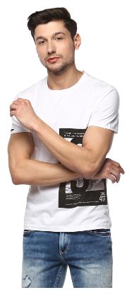 

Spykar Men White Slim fit Cotton Round neck T-Shirt - Pack Of 1