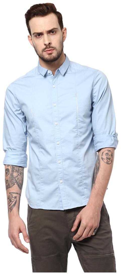 

Spykar Men Blue Solid Slim Fit Casual Shirt