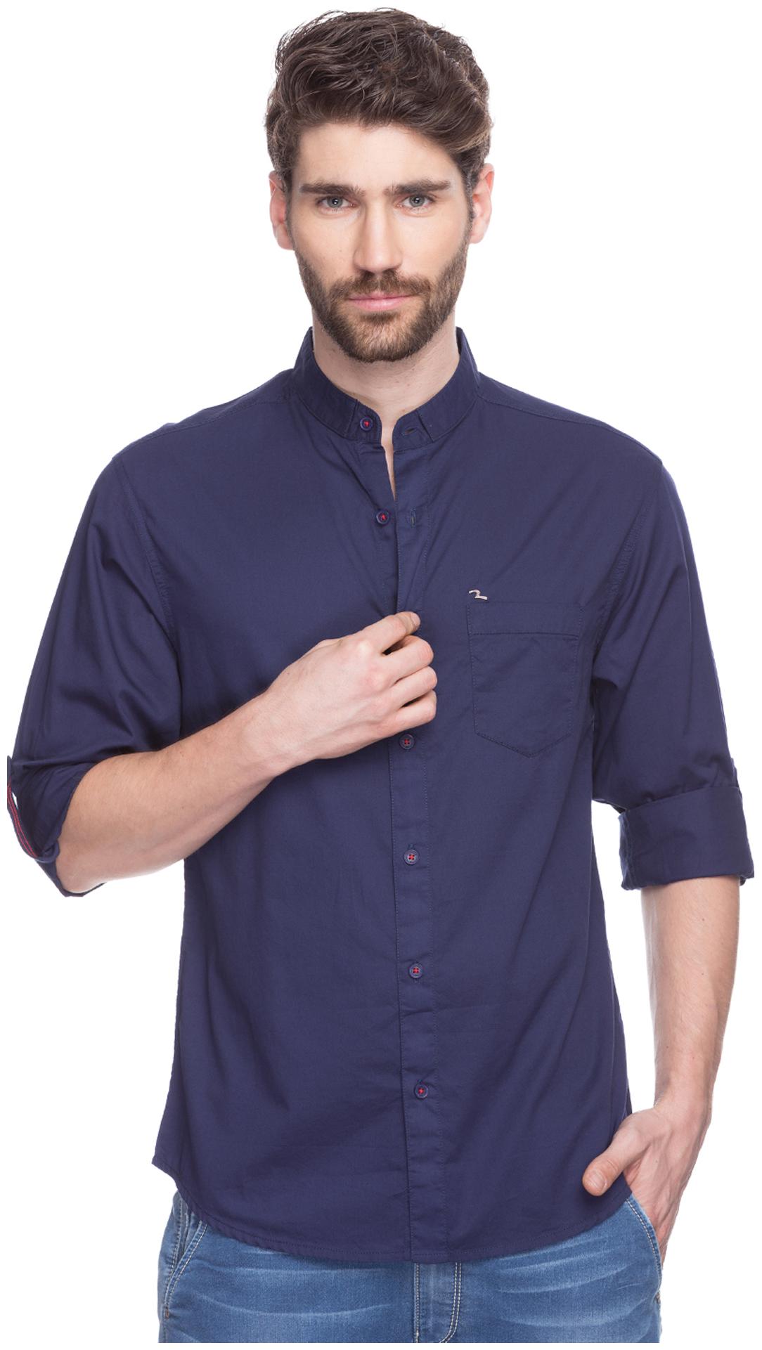 

Spykar Men Blue Solid Slim Fit Casual Shirt