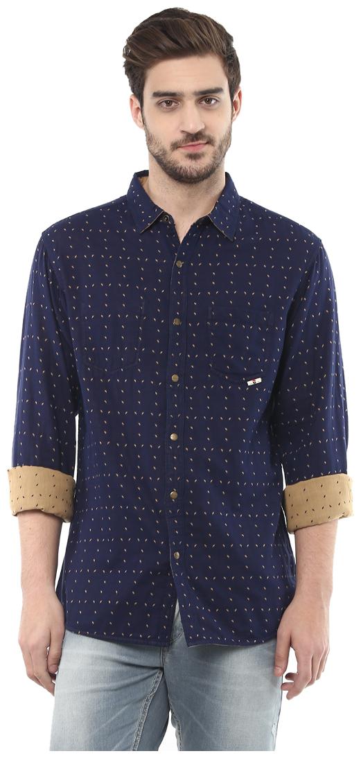 

Spykar Men Blue Solid Regular Fit Casual Shirt