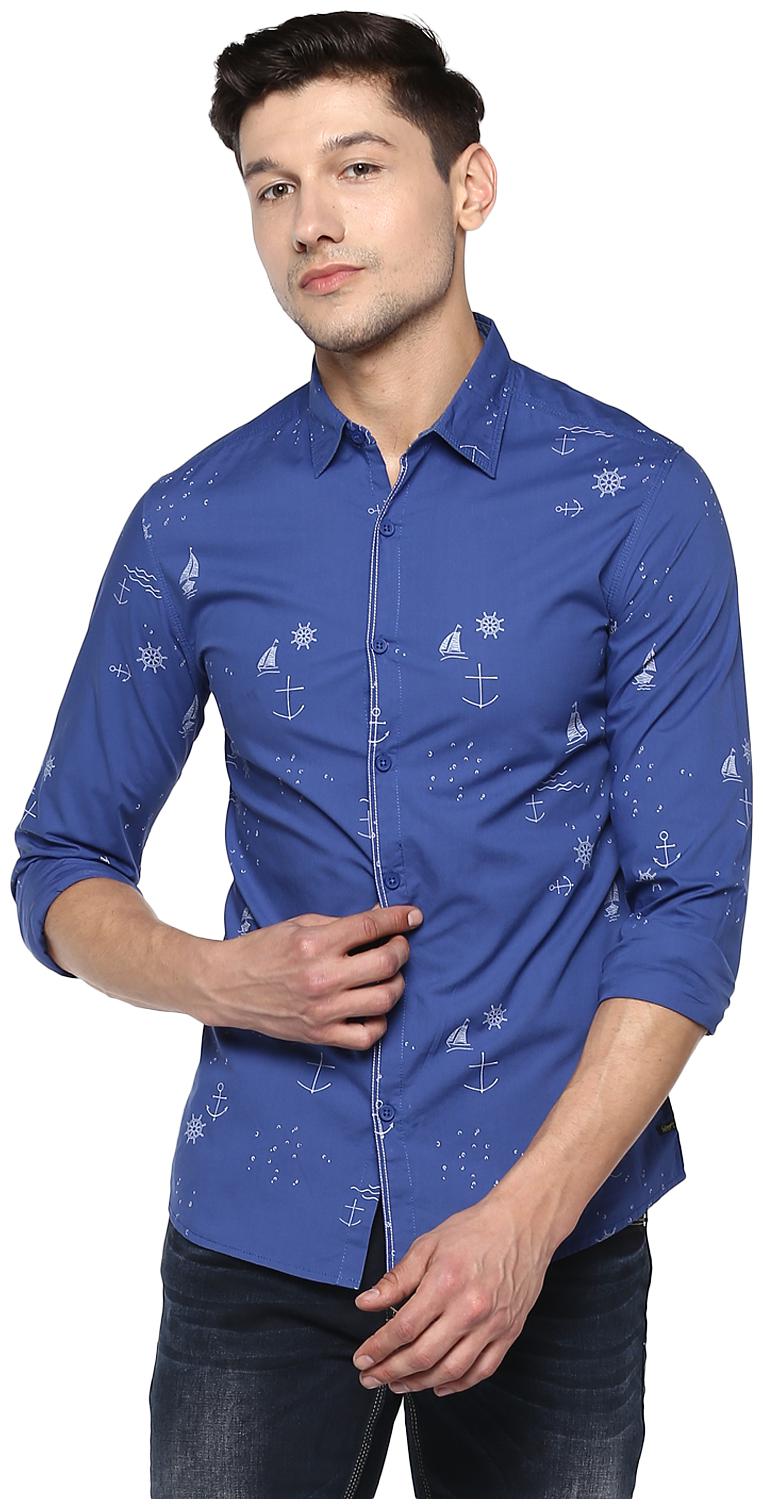 

Spykar Men Blue Printed Slim Fit Casual Shirt