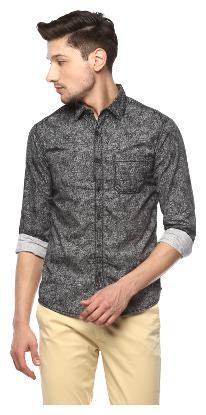 

Spykar Men Black Printed Slim Fit Casual Shirt