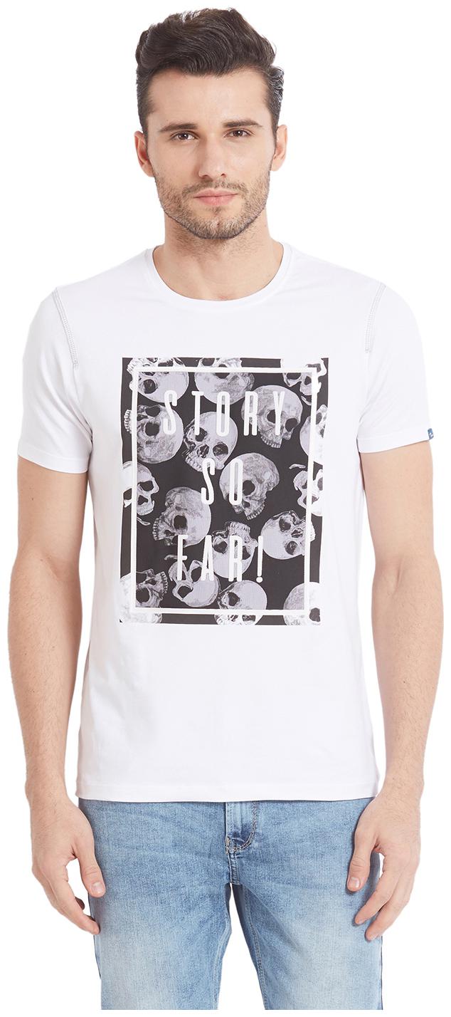 

Spykar Men White Slim fit Cotton Round neck T-Shirt - Pack Of 1