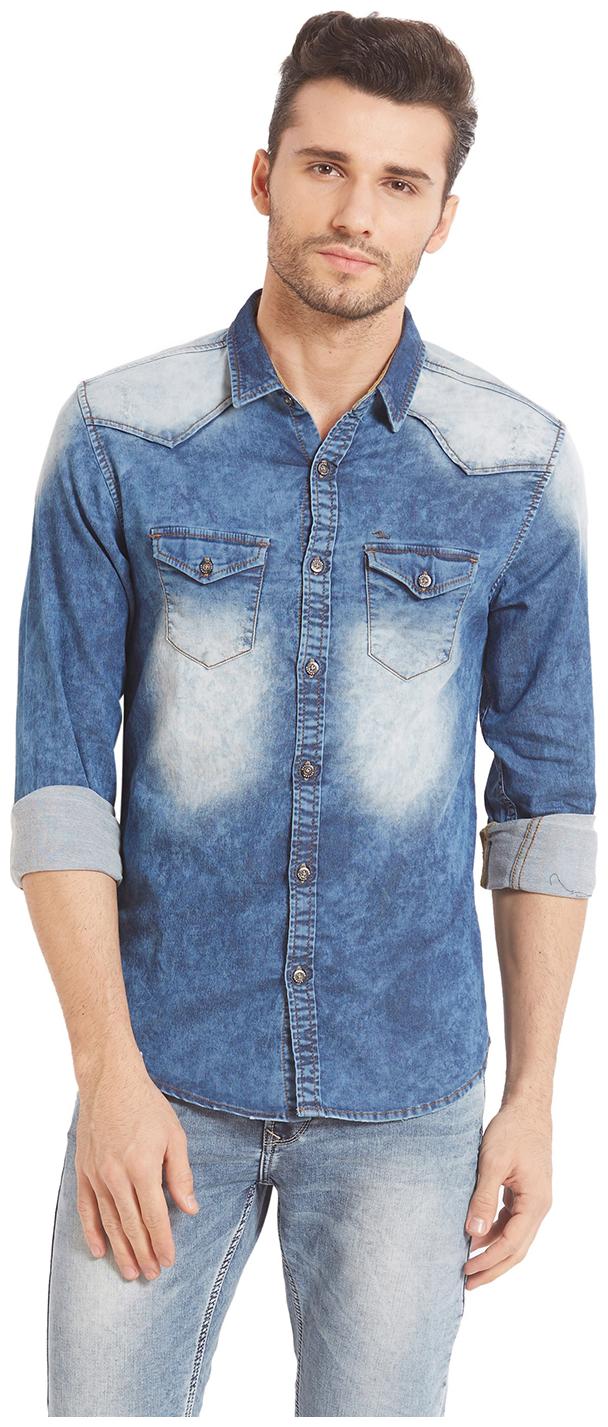 

Spykar Men Blue Faded Slim Fit Casual Shirt