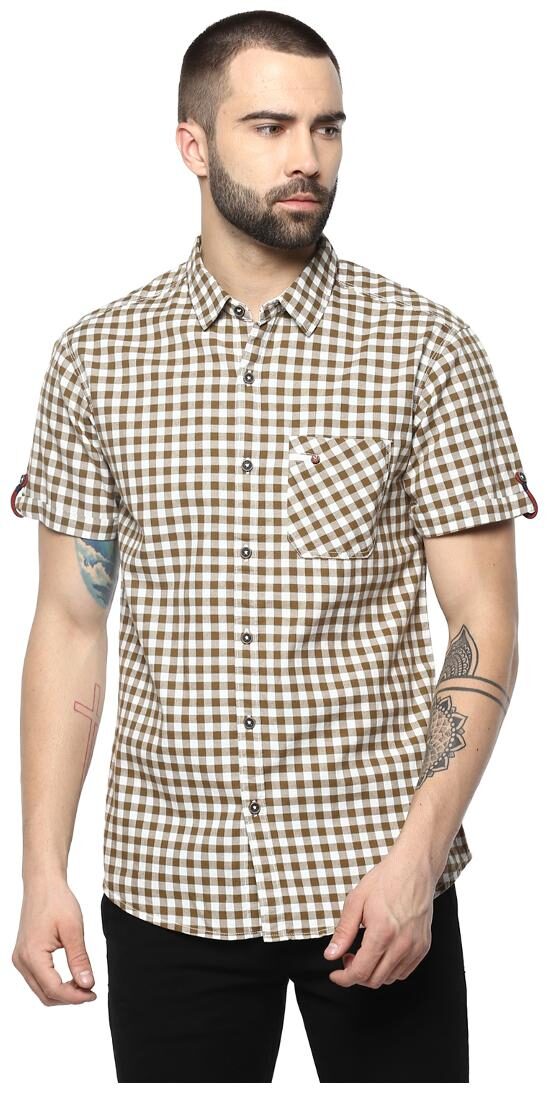 

Spykar Men Brown Checked Slim Fit Casual Shirt