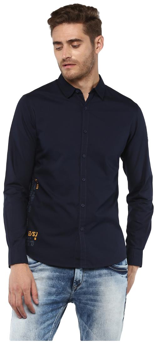 

Spykar Men Blue Solid Slim Fit Casual Shirt
