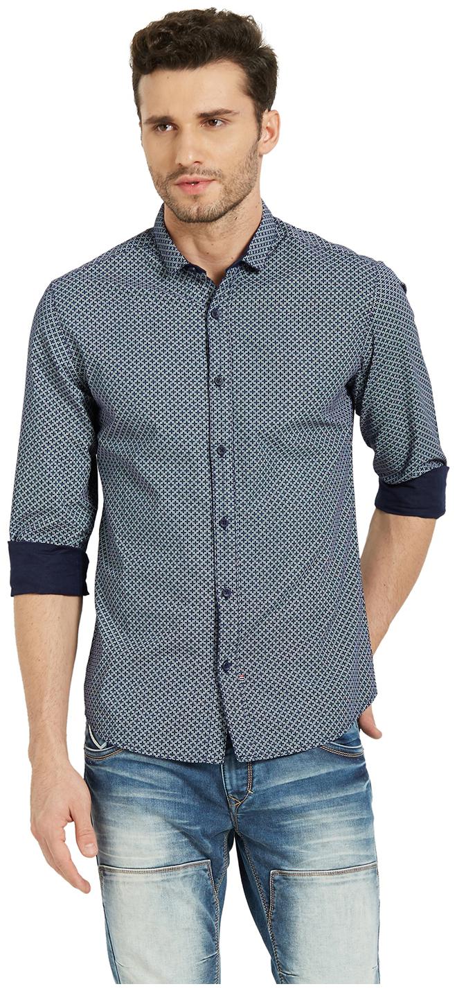

Spykar Men Blue Weaved Regular Fit Casual Shirt