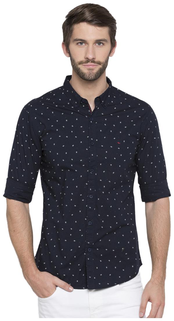 

Spykar Men Blue Printed Slim Fit Casual Shirt
