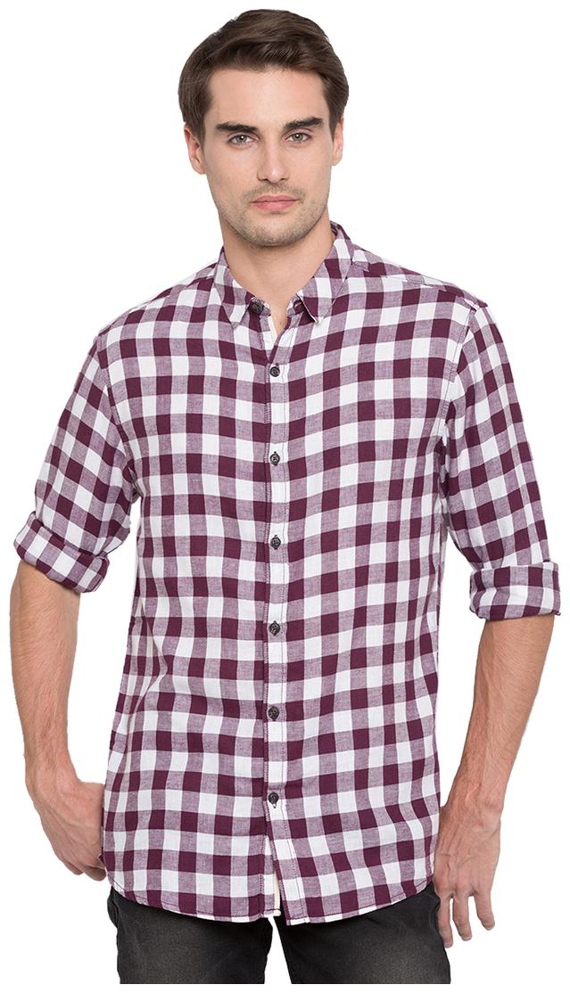 

Spykar Men Purple Checked Slim Fit Casual Shirt