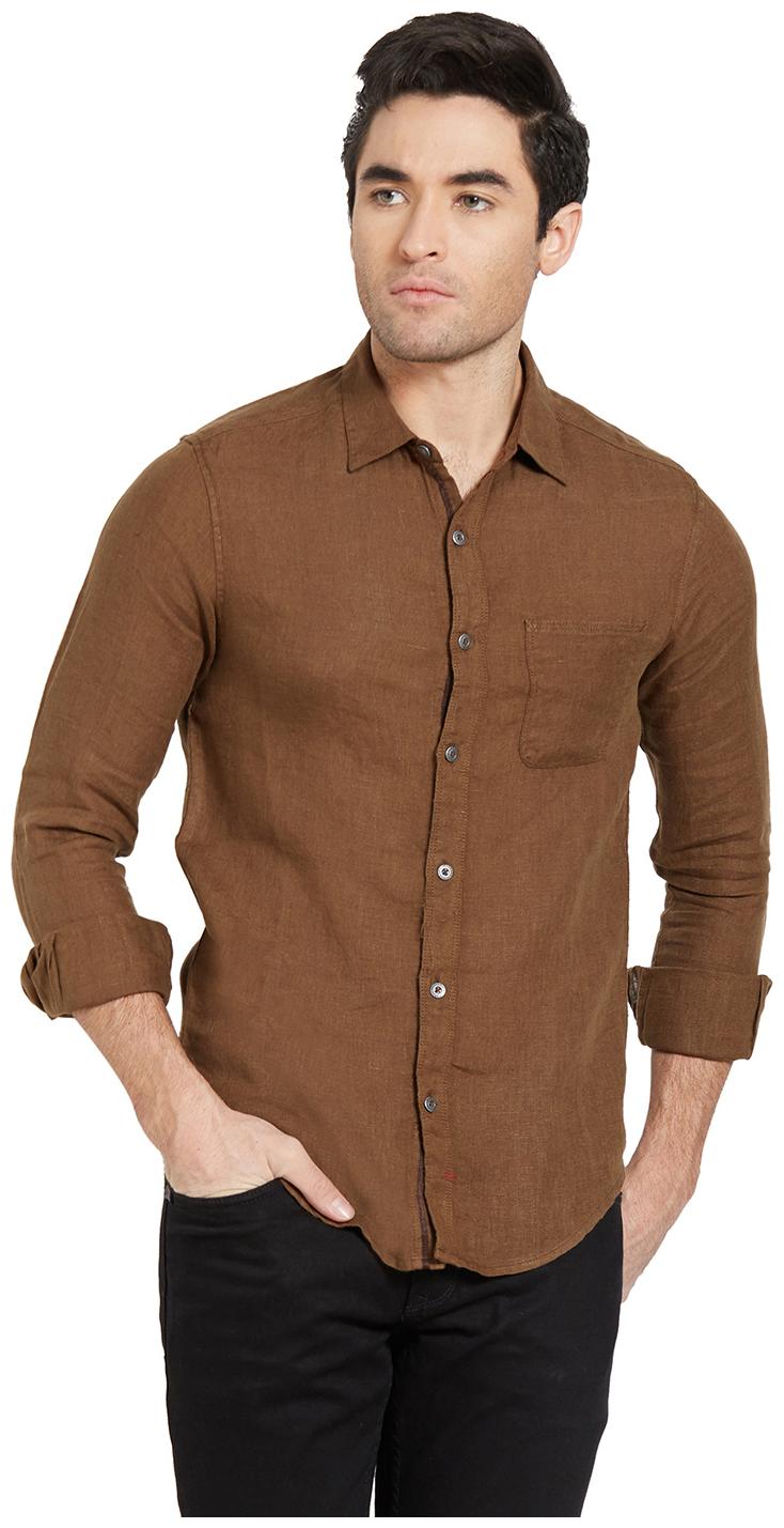 

Spykar Men Brown Solid Slim Fit Casual Shirt