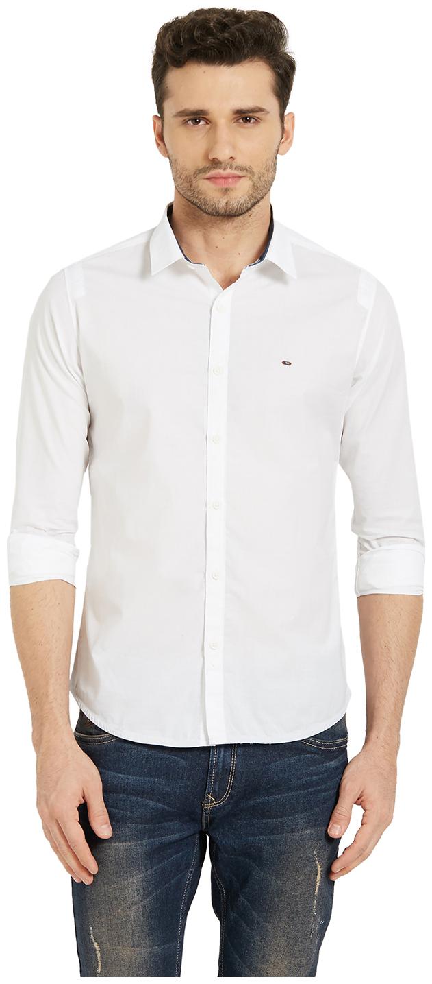 

Spykar Men White Solid Slim Fit Casual Shirt