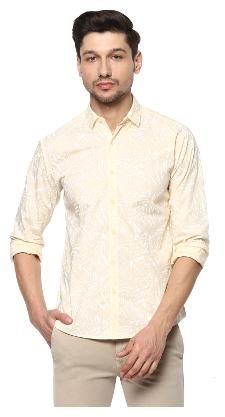 

Spykar Men Yellow Printed Slim Fit Casual Shirt
